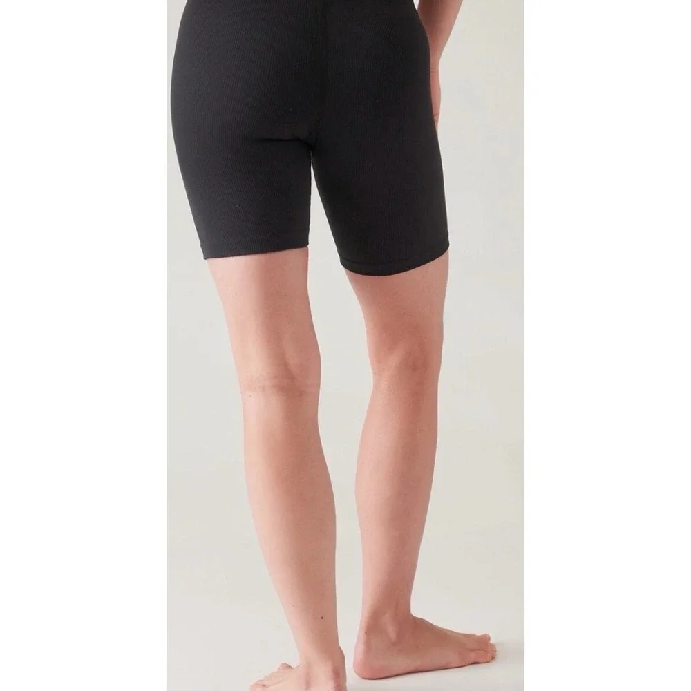 Athleta Aurora Seamless High Rise Ribbed Bike Shorts Black Size XS NWOT ‎ 7